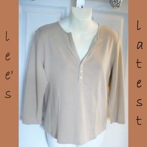 Jones Sport Beige 3/4 Sleeve T-Shirt Medium Ribbed